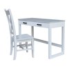 International Concepts Carson Solid Wood Desk with 2 Drawers and Chair - Chalk/White K128-71-C220